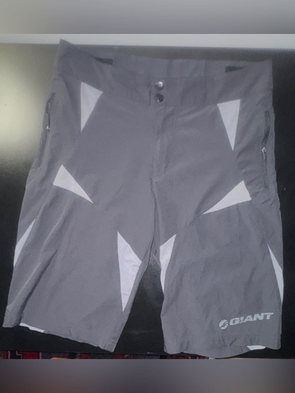Giant Brand Geometric Print Tech Fabric Mountain Biking Shorts -Sz S